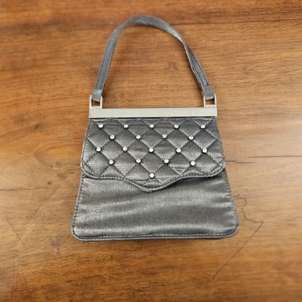 Vintage Sasha Shoulder Cross Body Handbag Purse Rope Silver Gray Diamond Style